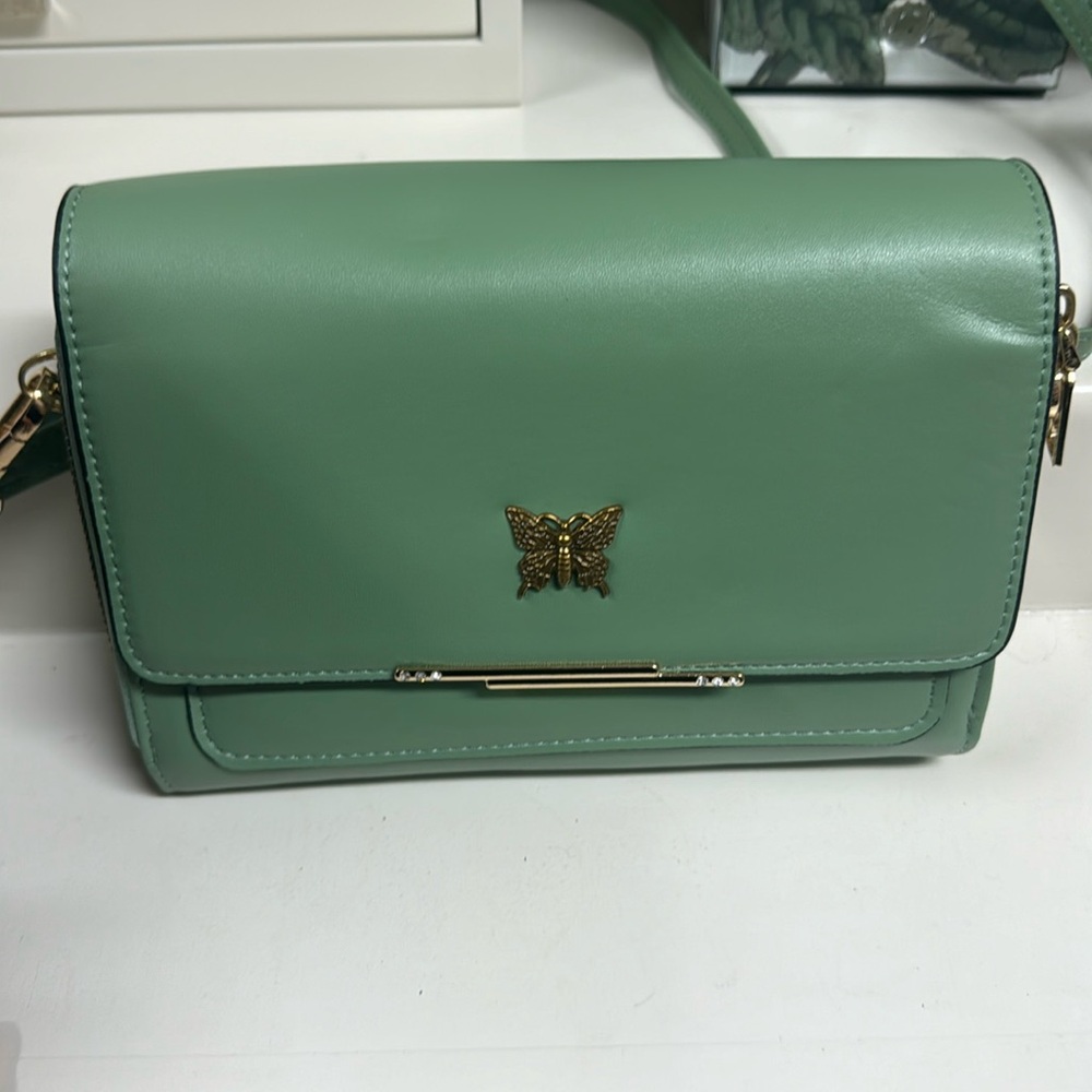 Green butterfly crossbody